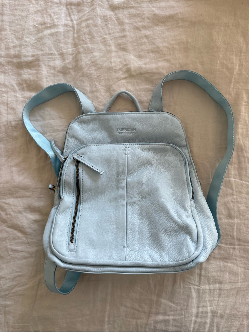 American Leather Co. Cleveland Leather Backpack light blue